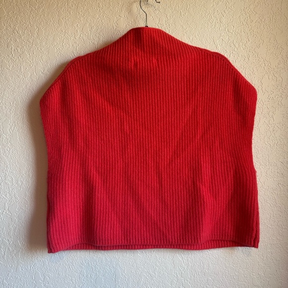 Anthropologie Enza cashmere Poncho Sweater coral red - Picture 5 of 6